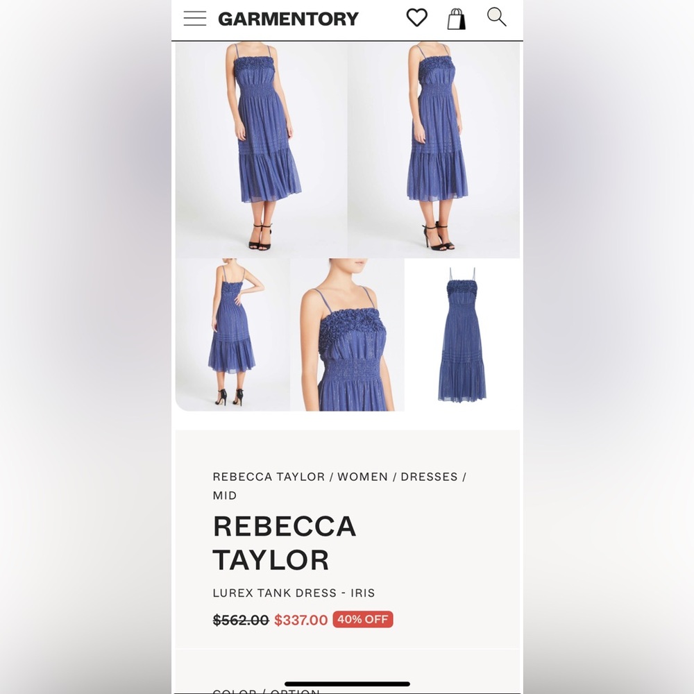 Rebecca Taylor Lurex Dress in Iris with shimmering metallic stripe